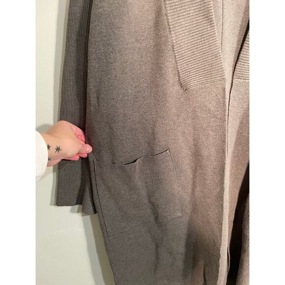 Mystree Taupe Structured Longlined Open Front Cardigan - Picture 5 of 11